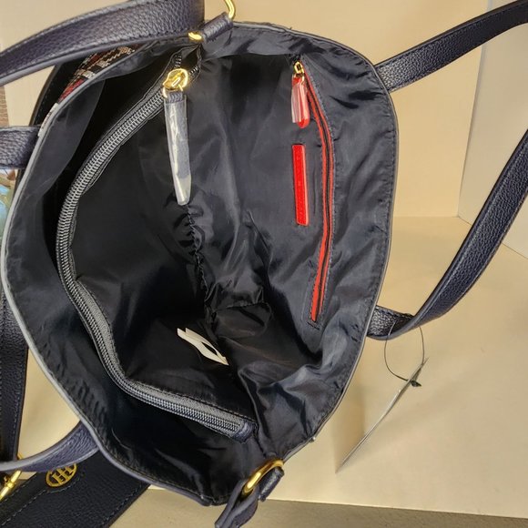 Tommy Hilfiger Navy North South Satchel with Detachable Pouch - NWT - Picture 9 of 12
